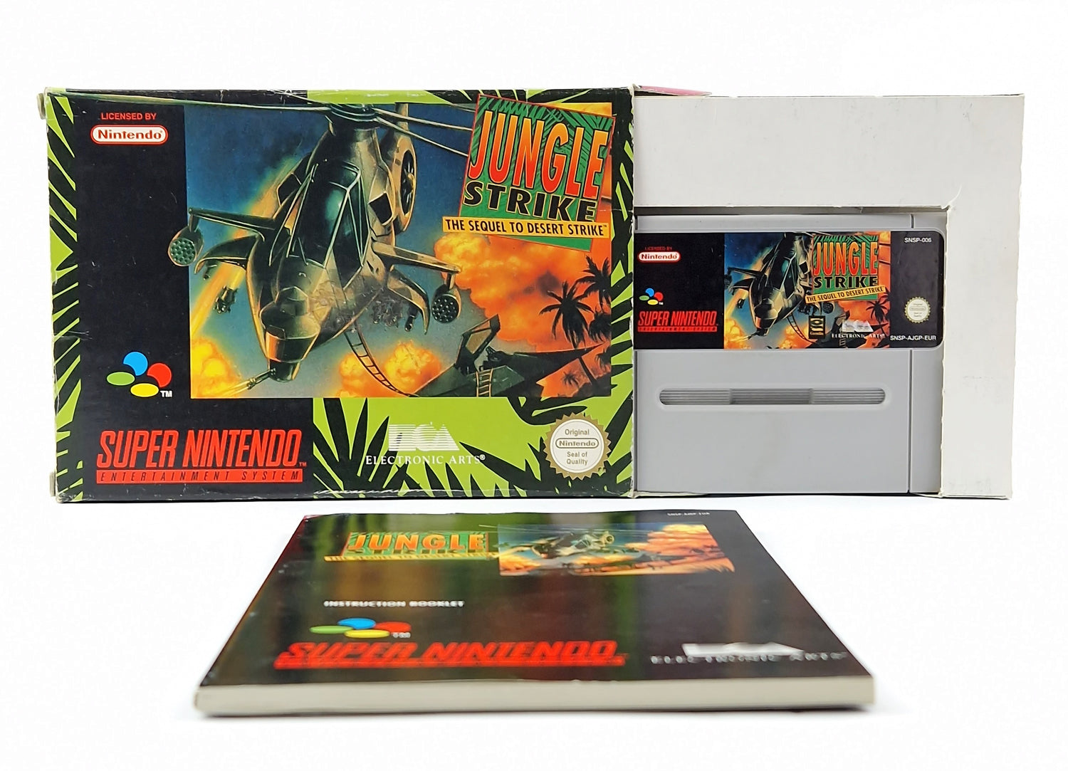 Super Nintendo Game: Jungle Strike The Sequel to Desert Strike - SNES OVP PAL