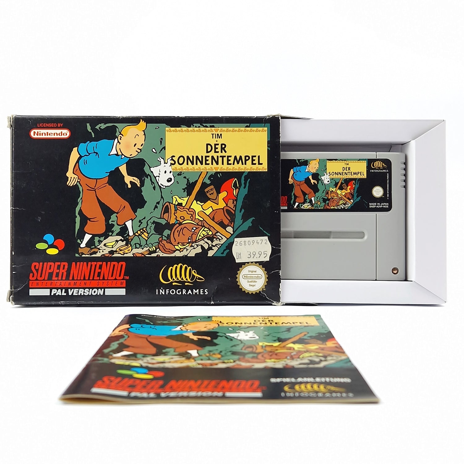 Super Nintendo Game: Tintin The Sun Temple - Original Packaging Instructions Module SNES