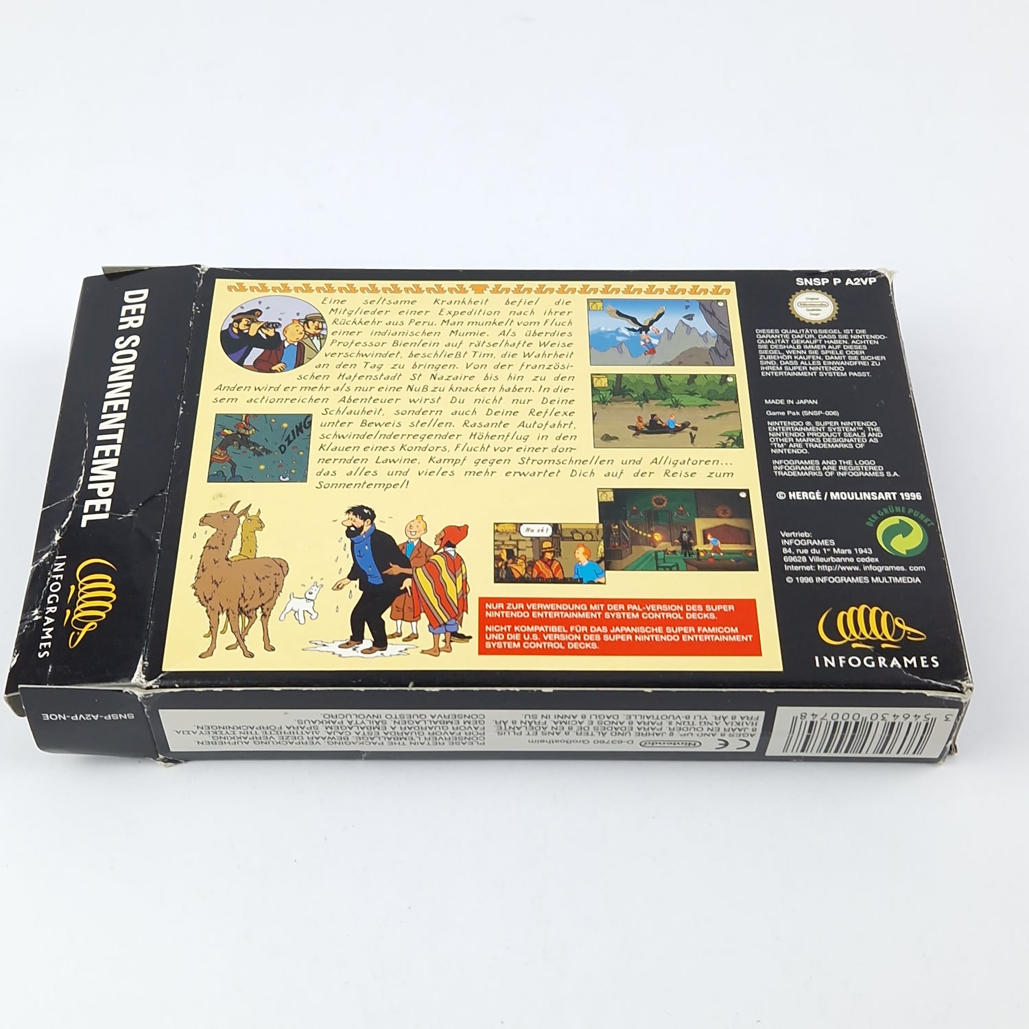 Super Nintendo Game: Tintin The Sun Temple - Original Packaging Instructions Module SNES