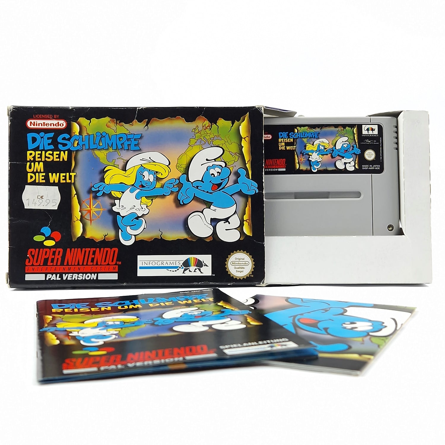 Super Nintendo Game: The Smurfs Travel the World OVP Instructions Module SNES