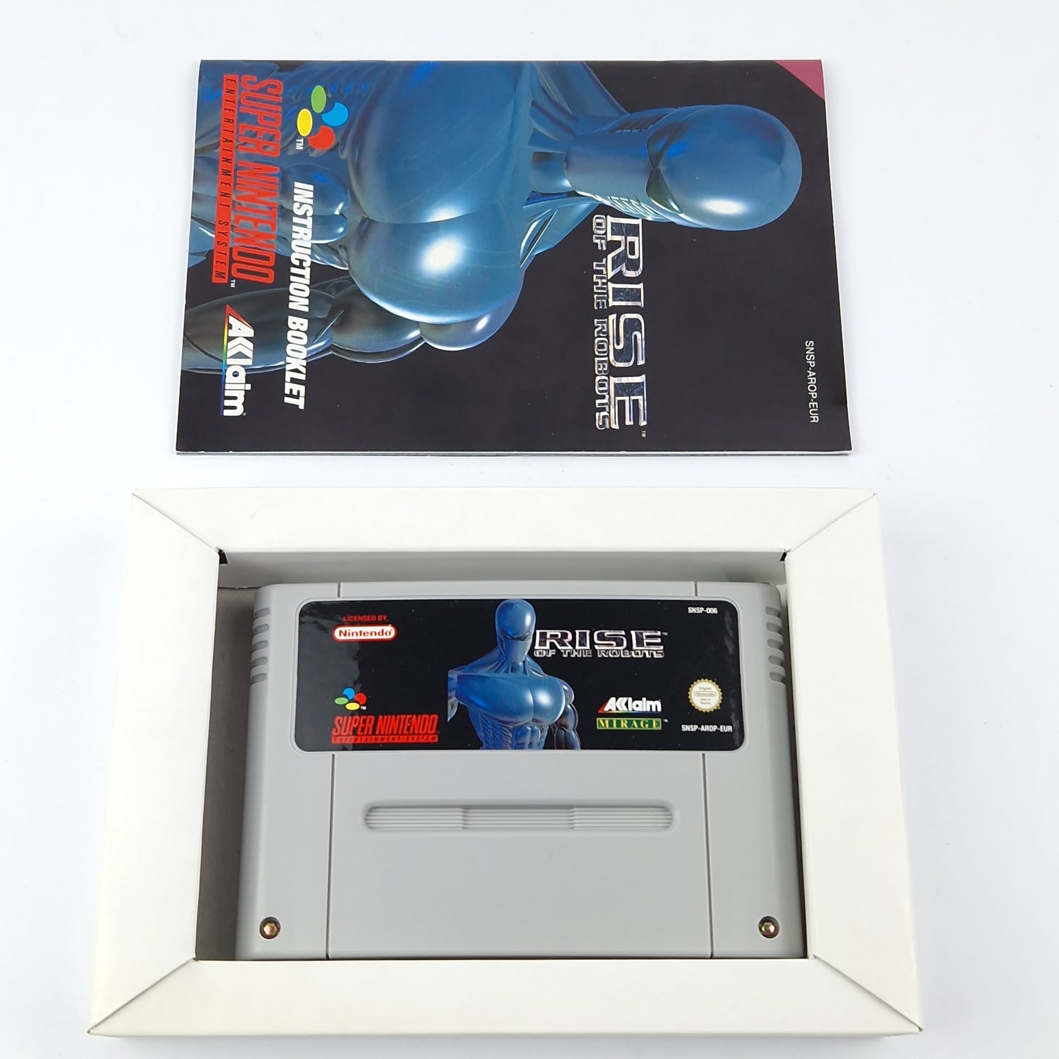 Super Nintendo Spiel : Rise of the Robots - OVP Anleitung Modul | SNES Pal Game