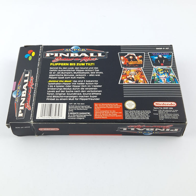 Super Nintendo Game: Super Pinball Behind The Mask - OVP | SNES PAL