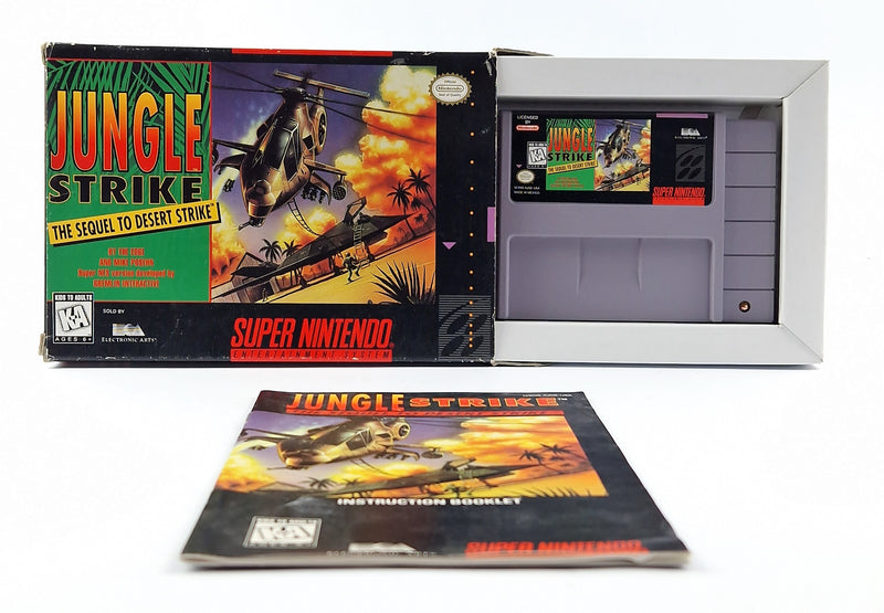 Super Nintendo Game: Jungle Strike The Sequel to Desert Strike - OVP CIB SNES