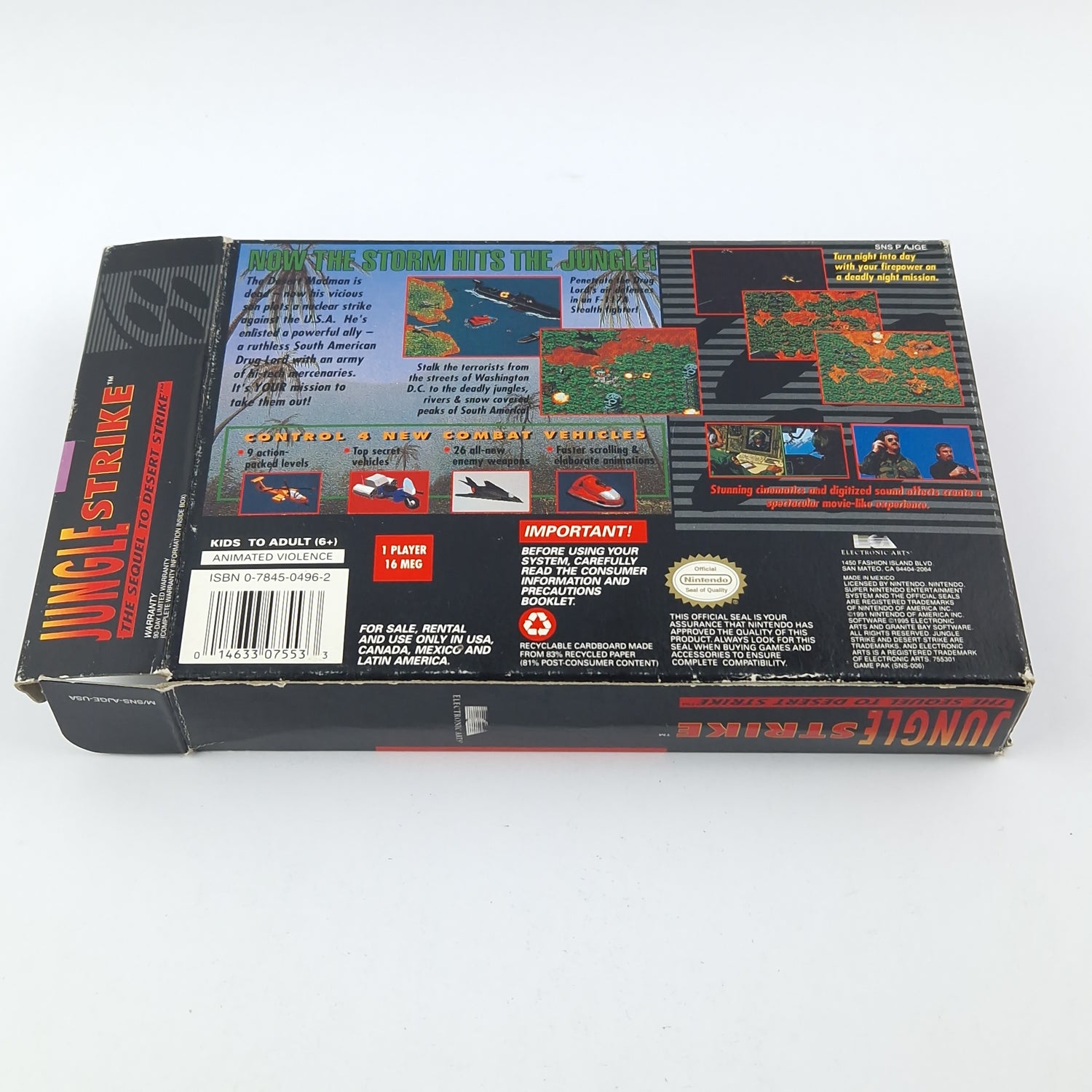 Super Nintendo Game: Jungle Strike The Sequel to Desert Strike - OVP CIB SNES