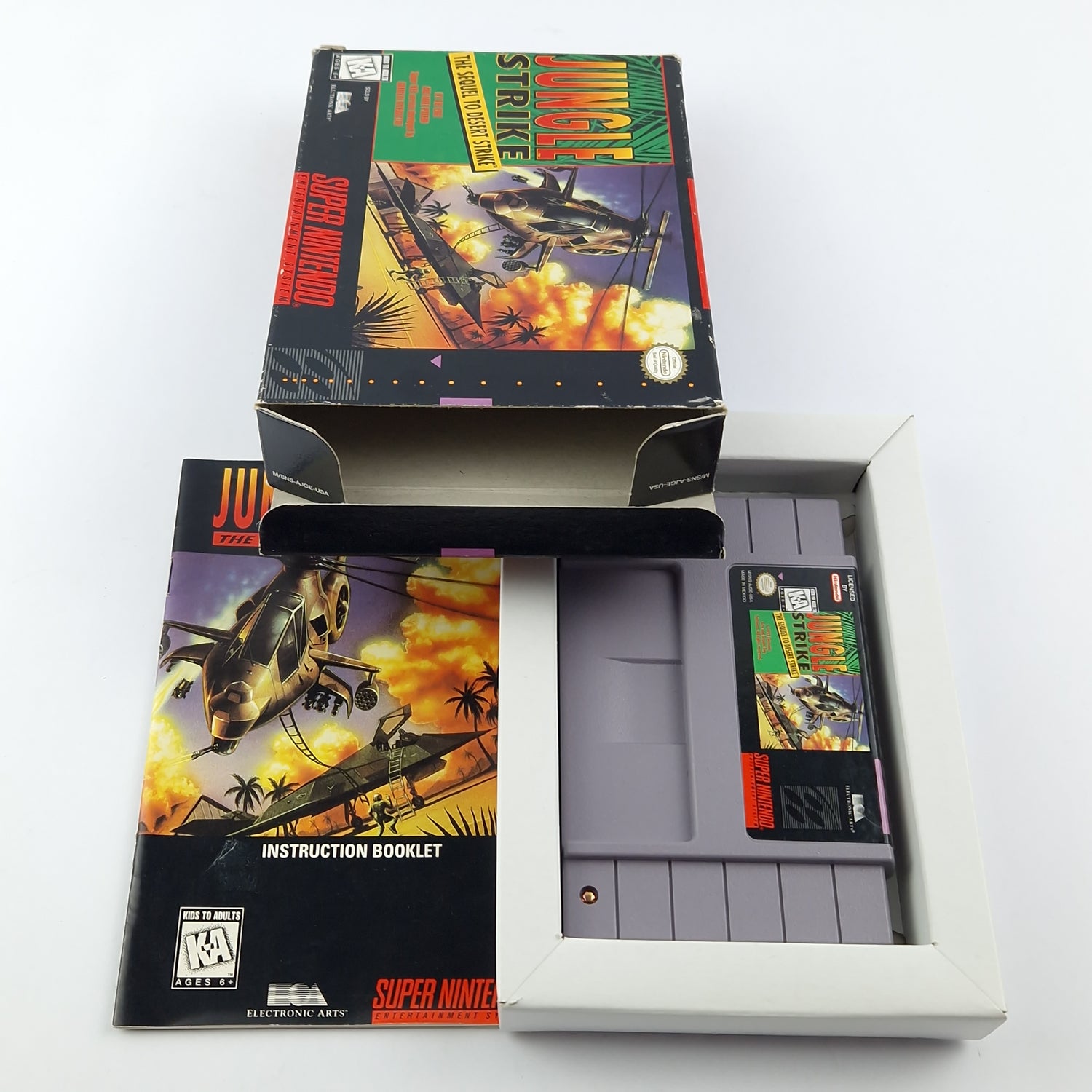 Super Nintendo Game: Jungle Strike The Sequel to Desert Strike - OVP CIB SNES