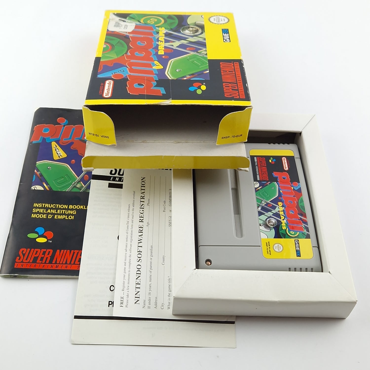 Super Nintendo game: Pinball Dreams - OVP instructions module / SNES cartridge PAL