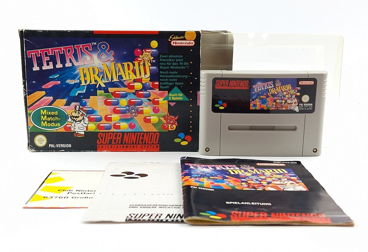 Super Nintendo Game: Tetris & Dr. Mario - OVP instructions module SNES cartridge