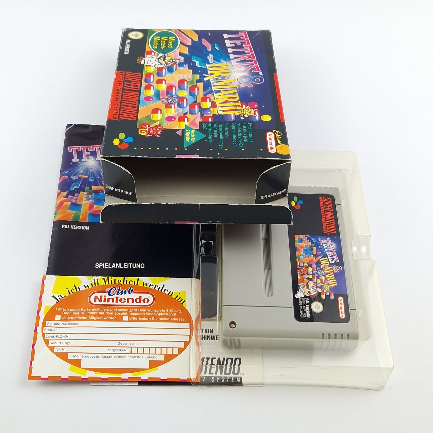 Super Nintendo Game: Tetris & Dr. Mario - OVP instructions module SNES cartridge