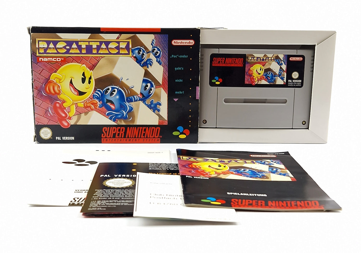 Super Nintendo game: Pac-Attack - OVP instructions module / SNES cartridge PAL