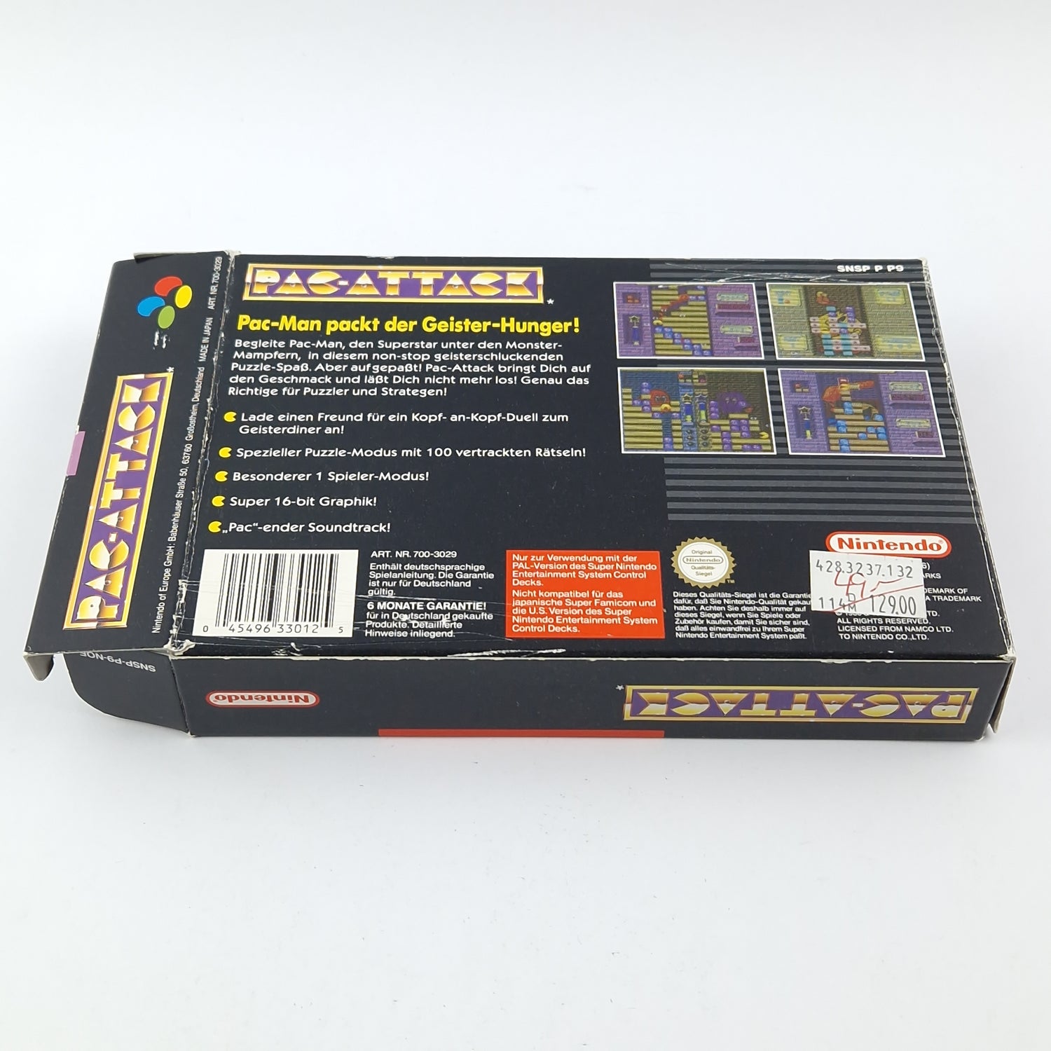 Super Nintendo game: Pac-Attack - OVP instructions module / SNES cartridge PAL