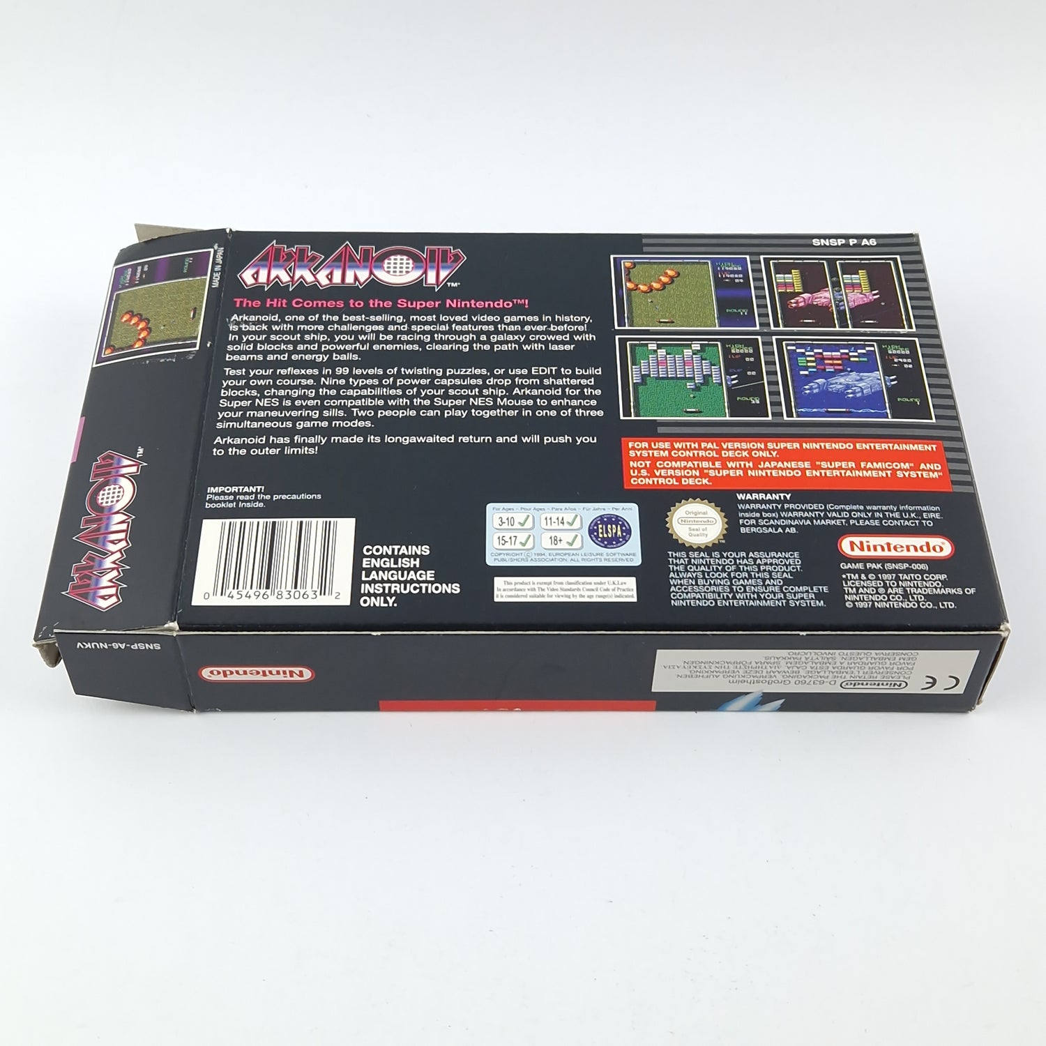 Super Nintendo Game: Arkanoid - OVP Instructions Module / SNES Cartridge PAL