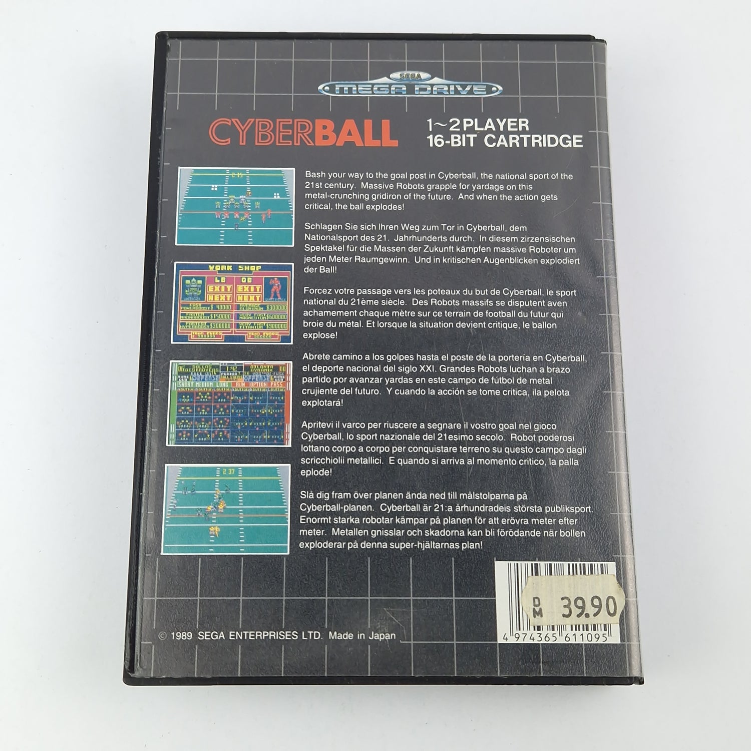 Sega Mega Drive Game: Cyberball - Module Instructions OVP cib / PAL Cartridge