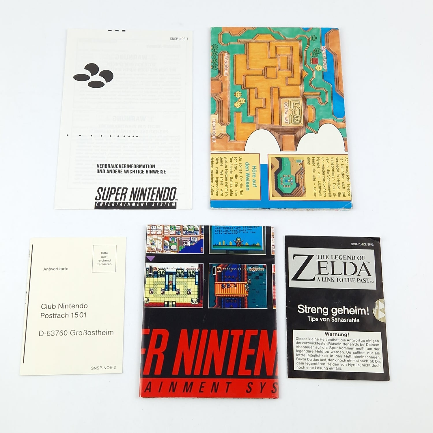 Super Nintendo Game: Zelda a link to the Past - Module Instructions Card OVP SNES