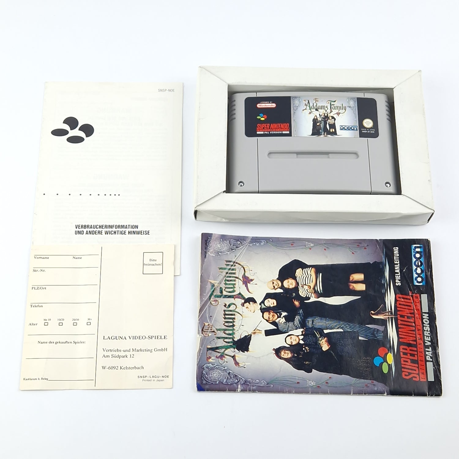 Super Nintendo Spiel : The Addams Family - Modul Anleitung OVP cib / SNES NOE