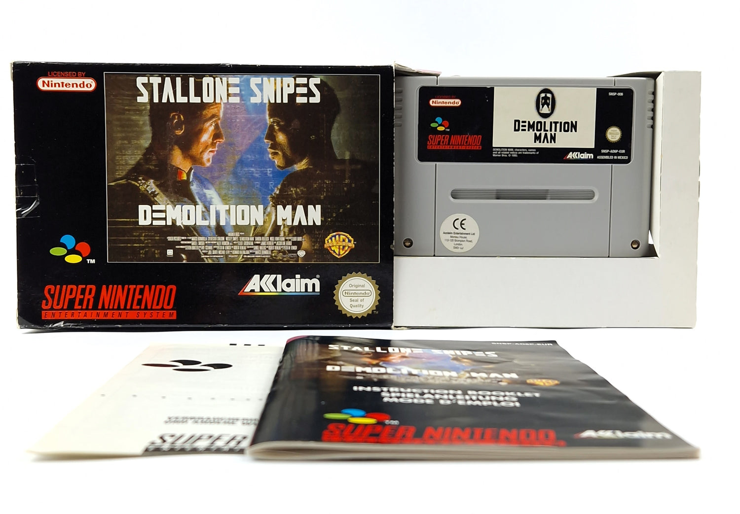 Super Nintendo Game: Stallone Snipes Demolition Man - Module Instructions OVP SNES