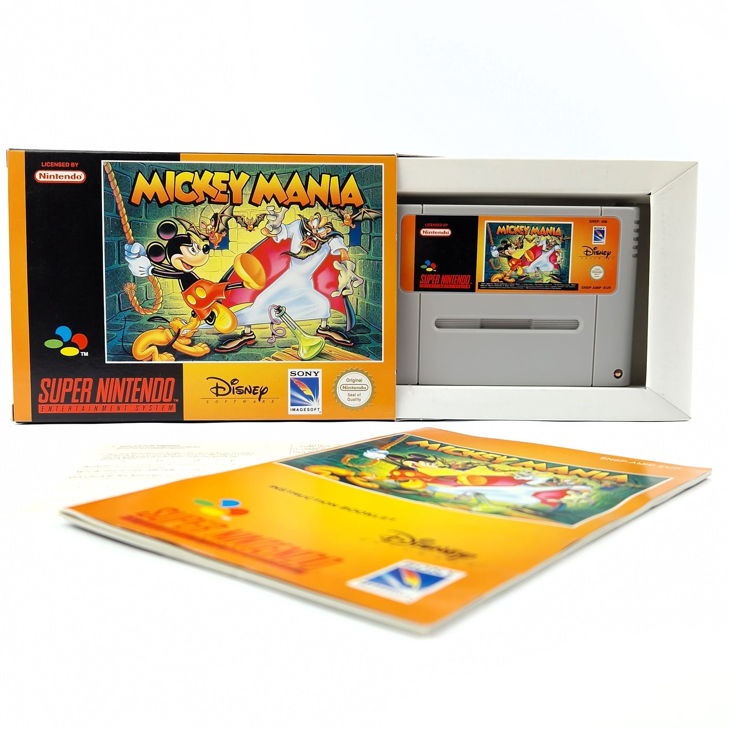 Super Nintendo Game: Mickey Mania - Module Instructions OVP cib / SNES PAL EUR