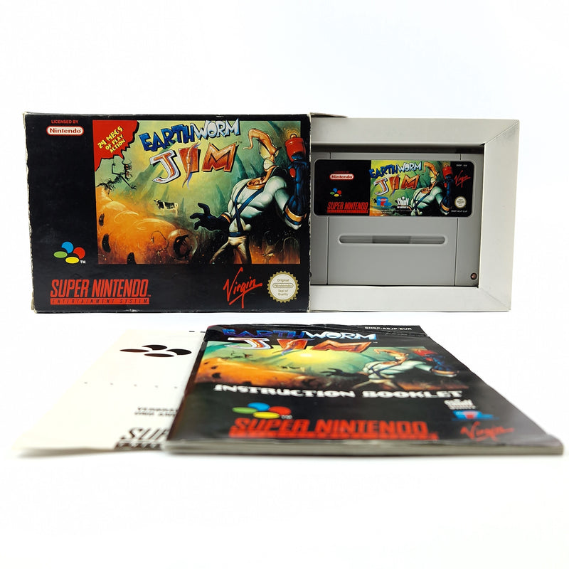 Super Nintendo Game: Earthworm Jim - Module Instructions OVP cib / SNES PAL EUR