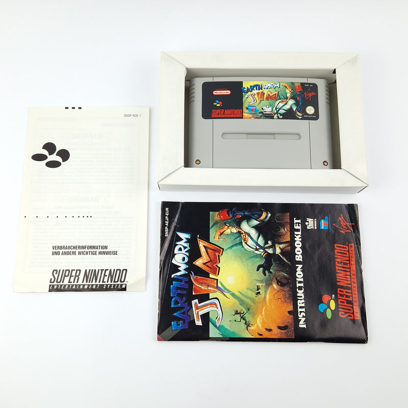 Super Nintendo Game: Earthworm Jim - Module Instructions OVP cib / SNES PAL EUR