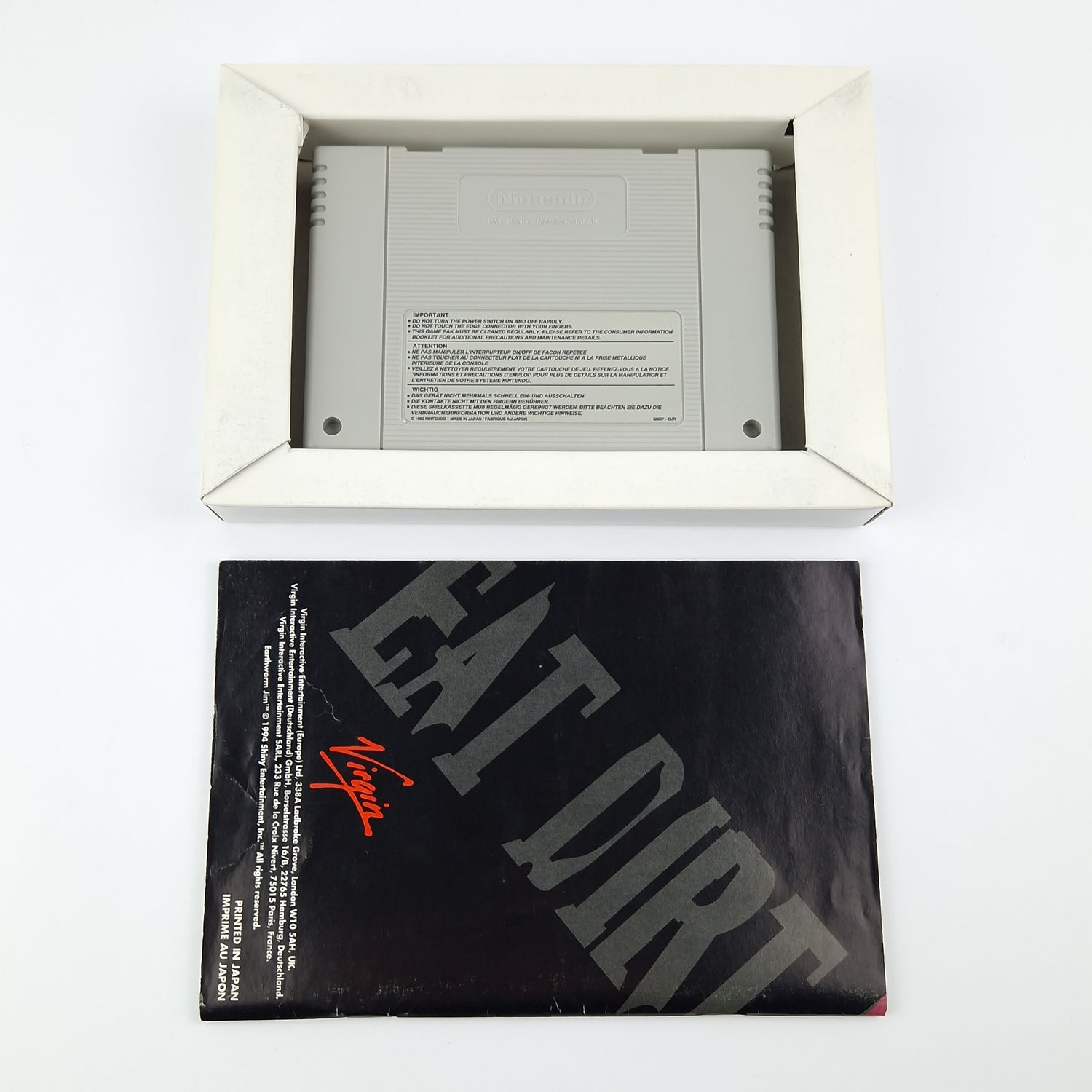 Super Nintendo Game: Earthworm Jim - Module Instructions OVP cib / SNES PAL EUR