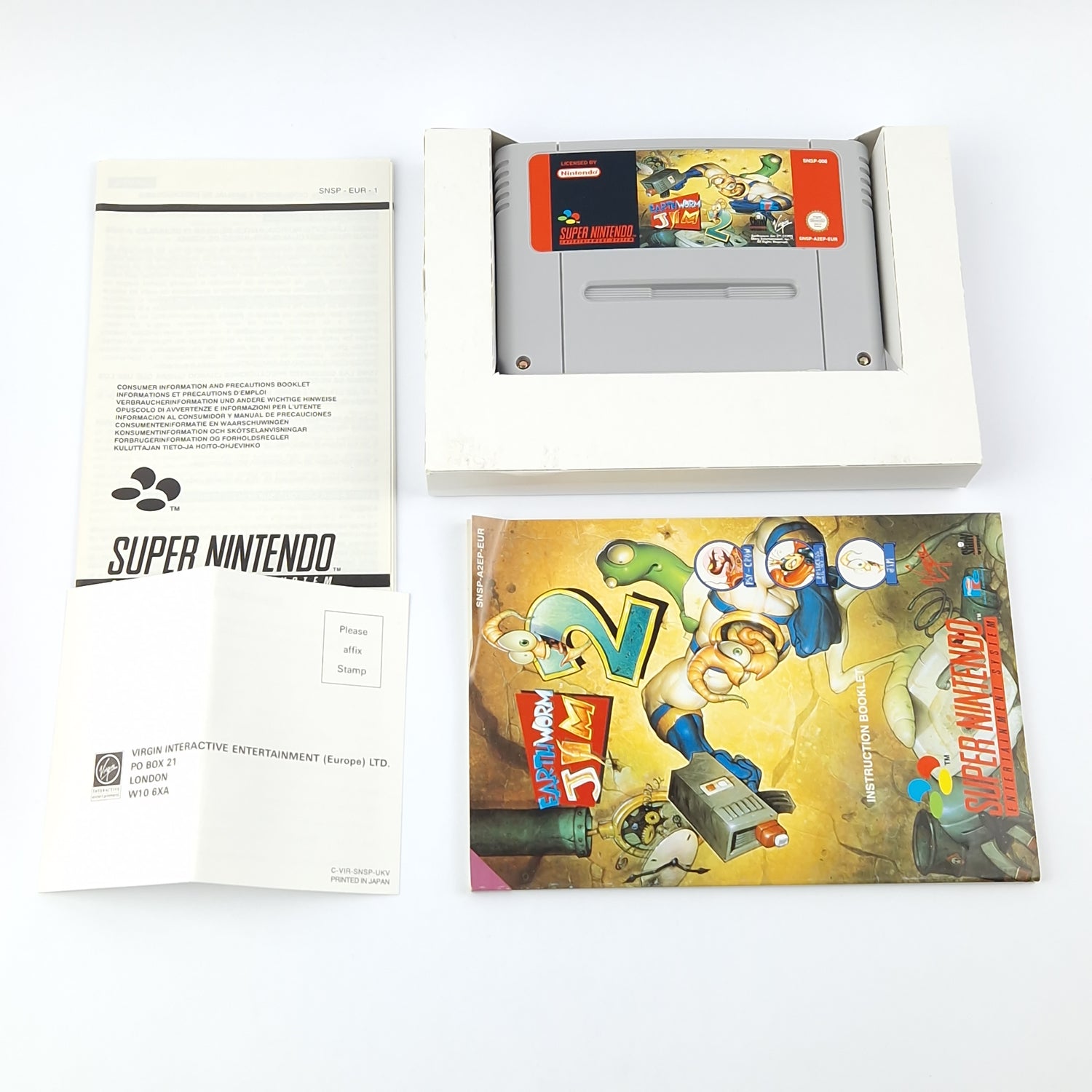 Super Nintendo Game: Earth Worm Jim 2 - Module Instructions OVP cib / SNES EUR