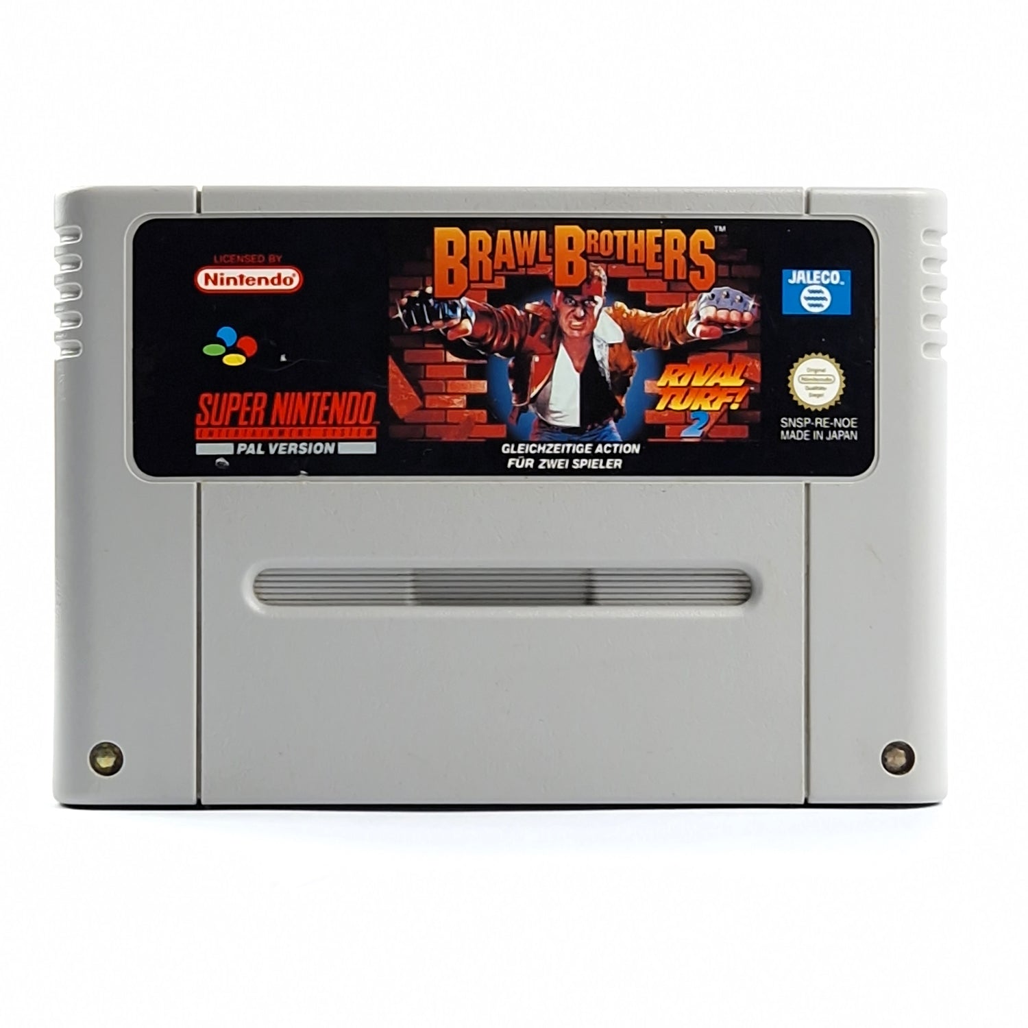 Super Nintendo Game: Brawl Brothers Rival Turf - SNES Module Cartridge NOE