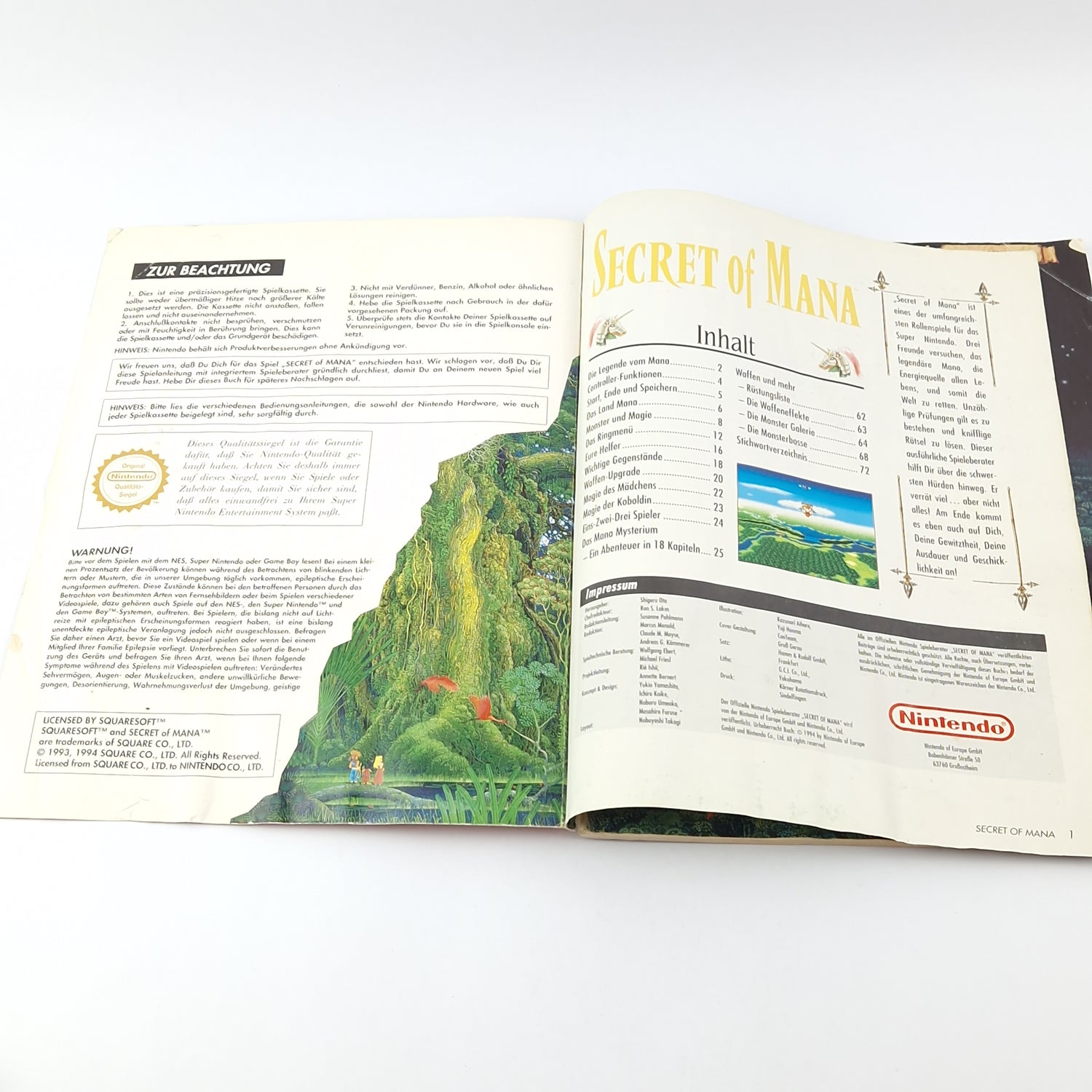 Super Nintendo Game: Secret of Mana + Game Advisor Module Cartridge SNES