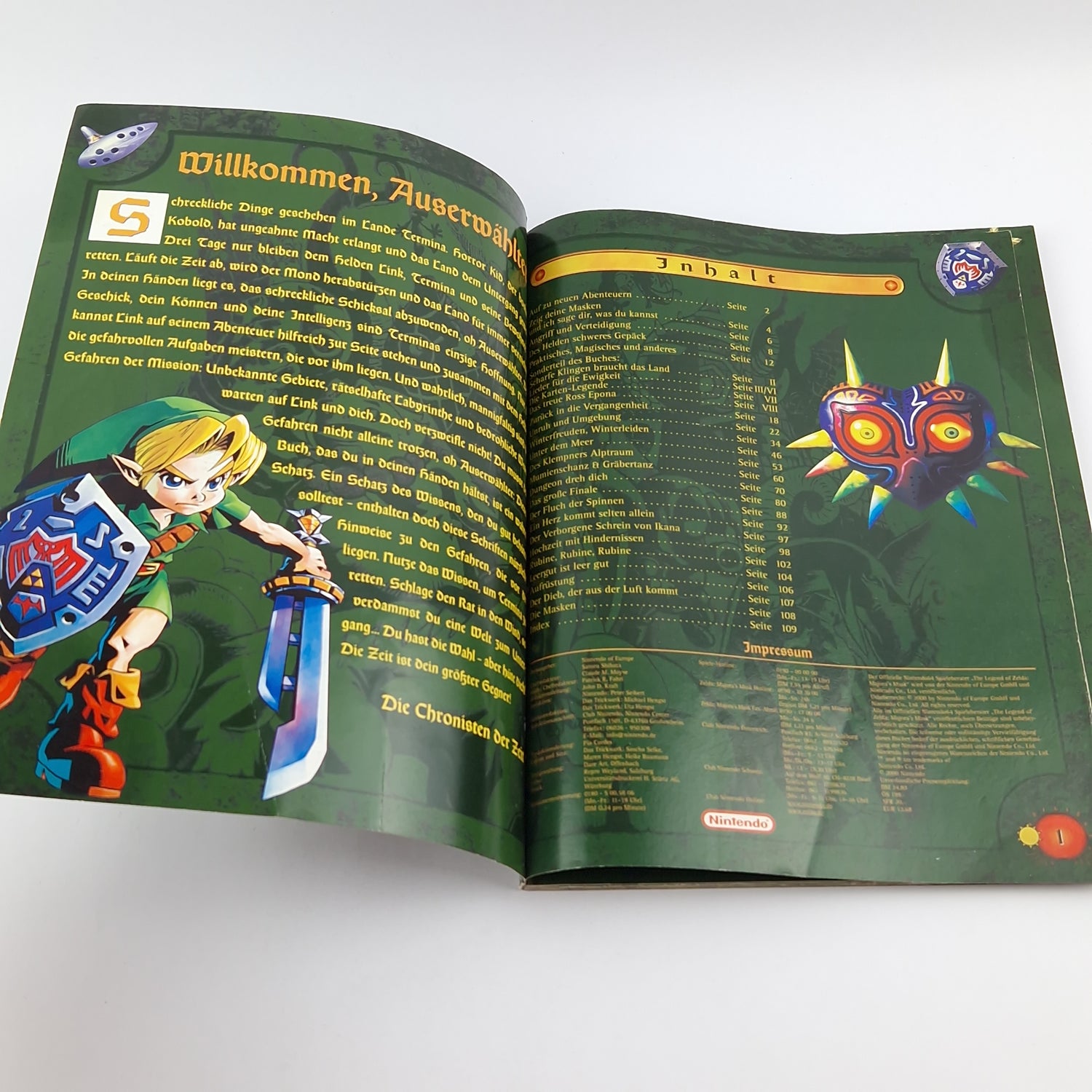 Nintendo 64 game: Zelda Majora's Mask + game advisor / solution book - N64 module