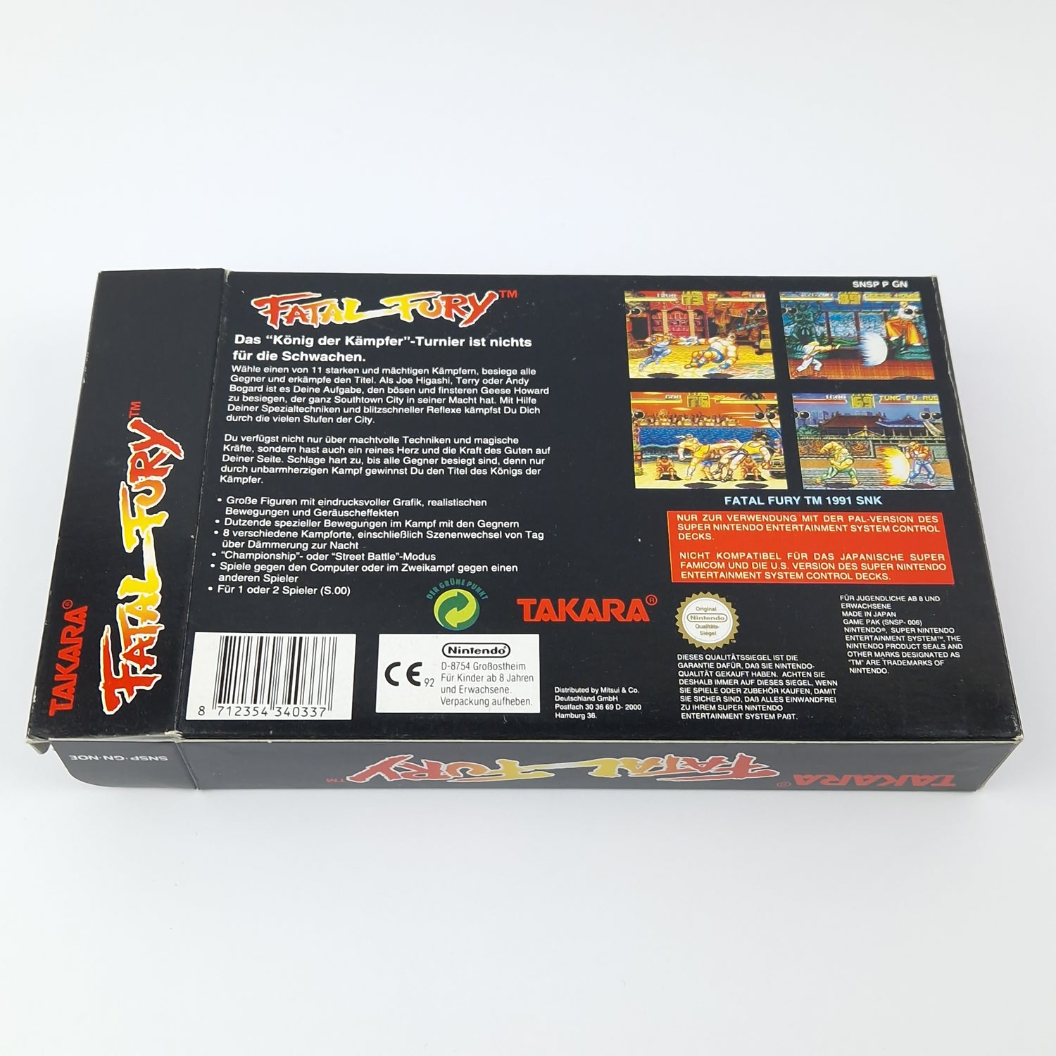 Super Nintendo game: Fatal Fury - SNES module instructions OVP cib / PAL version