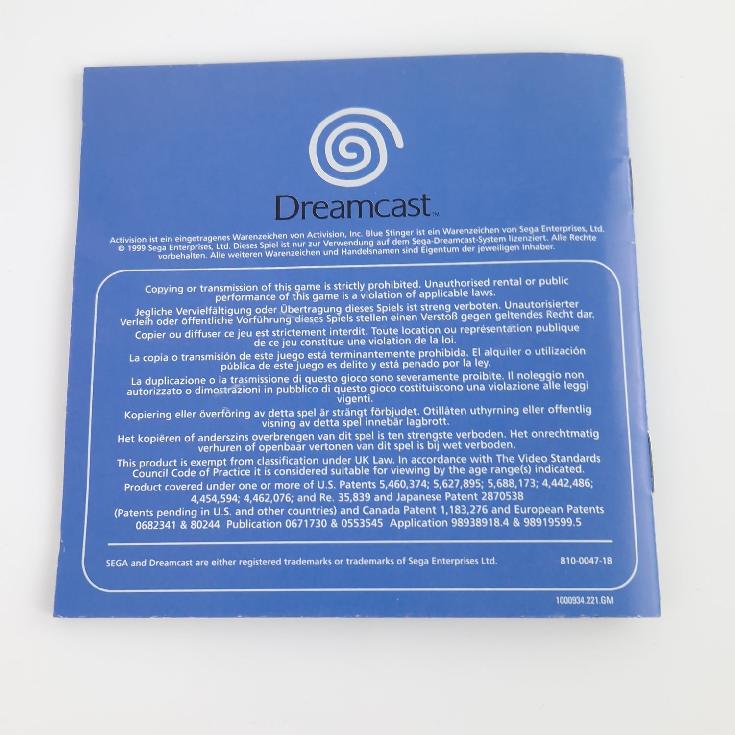 Sega Dreamcast Spiel : Blue Stinger - CD Anleitung OVP | PAL DC CIB Game