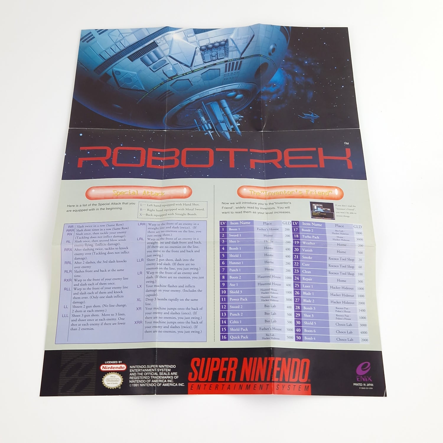 Super Nintendo Spiel : Robotrek - OVP NTSC-U/C USA | SNES Game Enix