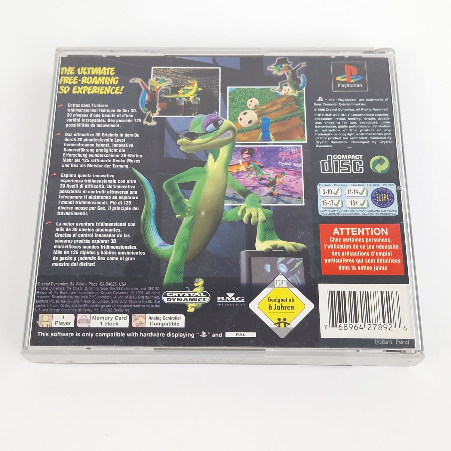 Playstation 1 Spiel :  GEX 3D Return of the Gecko - PS1 PSX CD Anl. OVP PAL