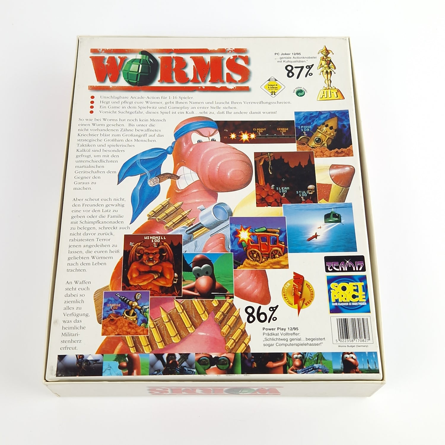 PC Spiel : Worms - Computer CD-ROM Big Box OVP Eurobox | PAL