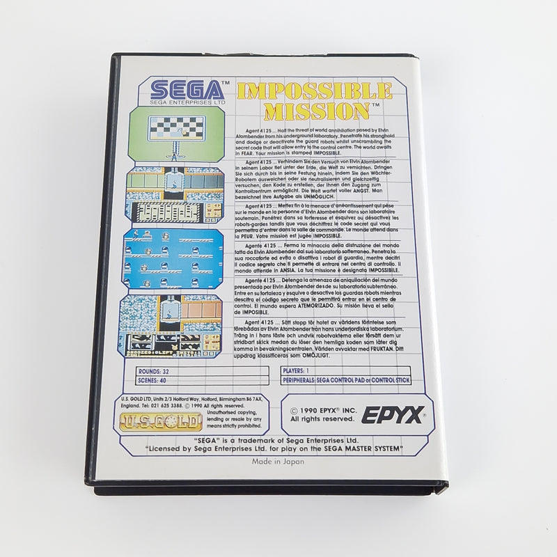 Sega Master System Spiel : Impossible Mission - Modul Anleitung OVP | MS PAL