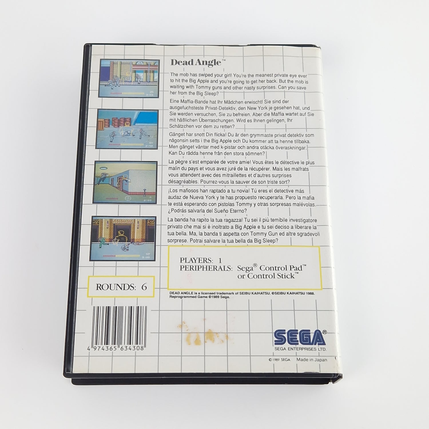 Sega Master System Spiel : Dead Angle - Modul Anleitung OVP MS PAL Cartridge [2]