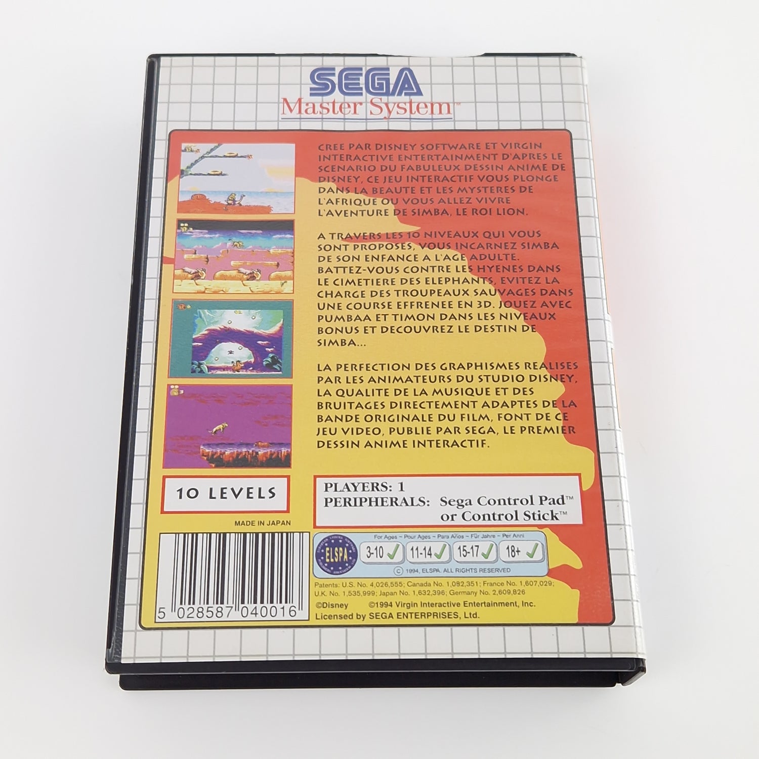 Sega Master System Spiel : Le Roi Lion - Modul OVP Anleitung | PAL MS