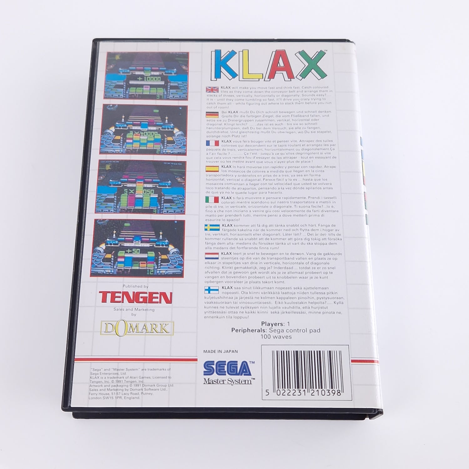 Sega Master System Spiel : Klax - Modul OVP Anleitung PAL Cartridge