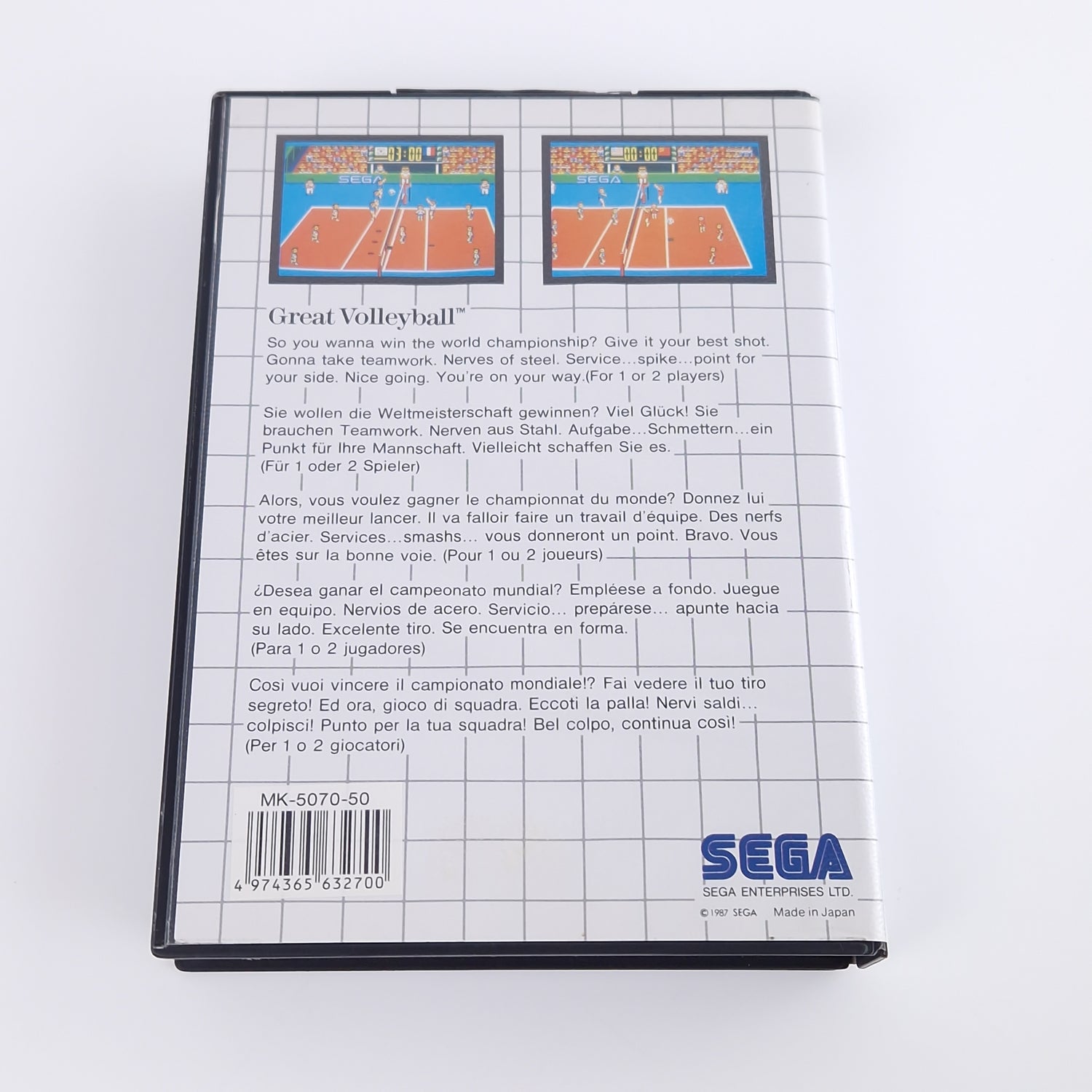 Sega Master System Spiel : Great Volleyball - Modul OVP Anleitung PAL MS