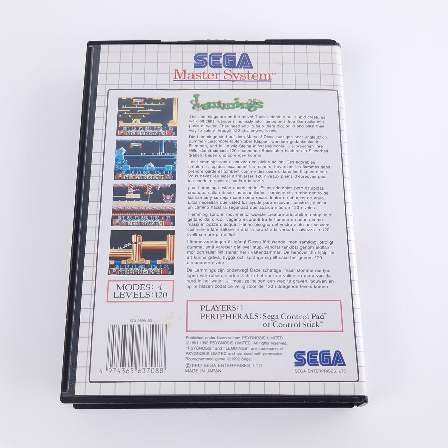 Sega Master System Spiel : Lemmings - Modul OVP Anleitung PAL