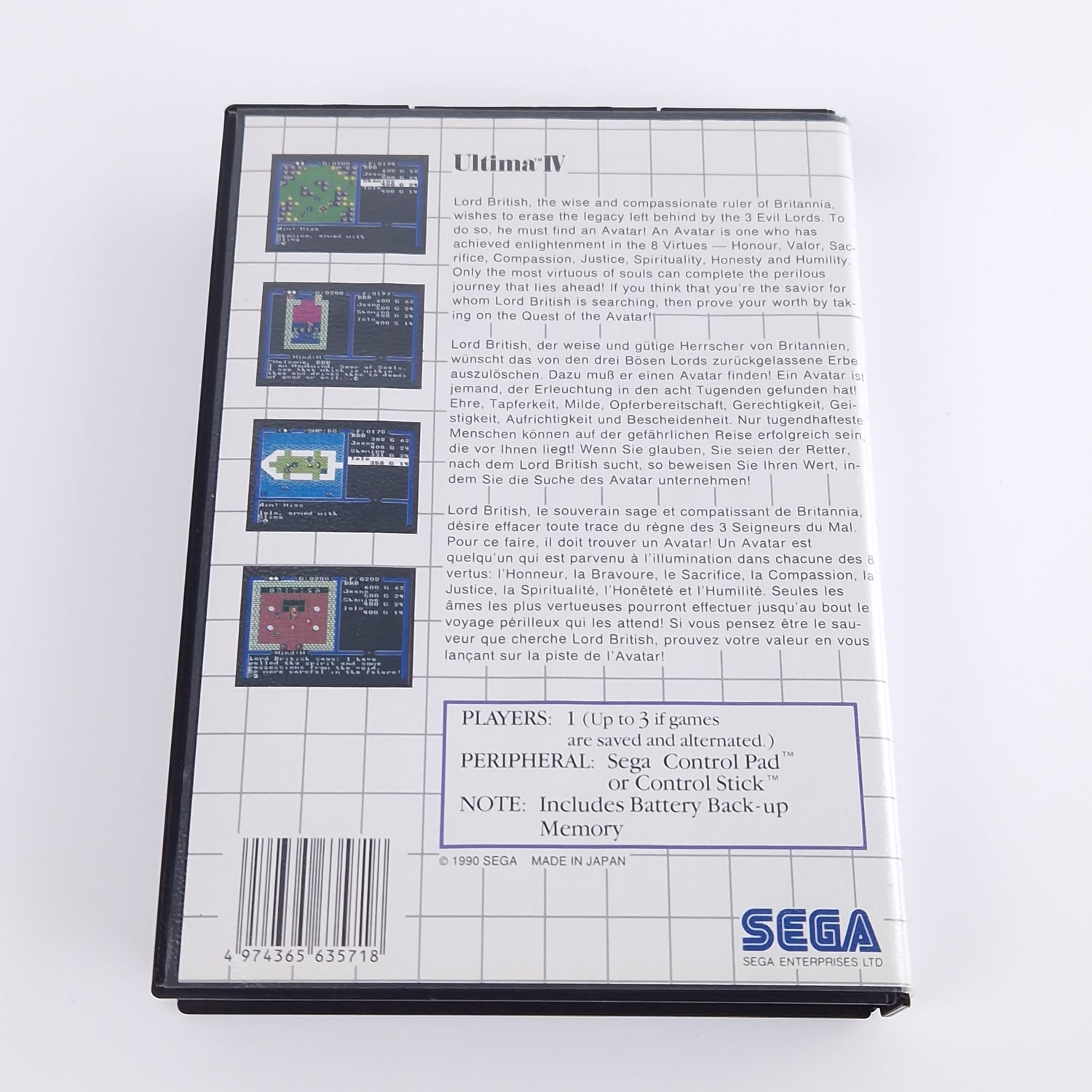 Sega Master System Spiel : Ultima IV + Karte Map - Modul OVP | PAL