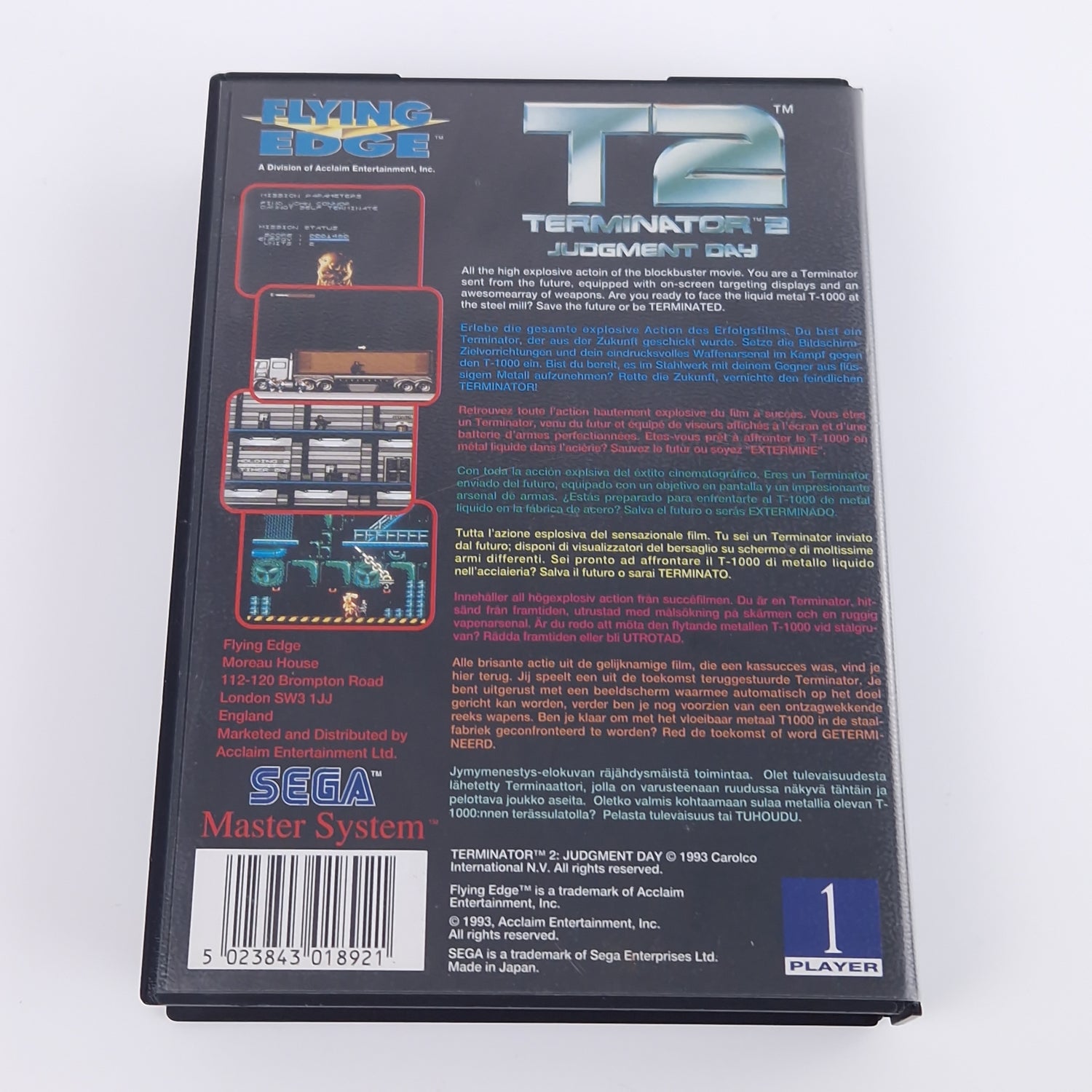 Sega Master System Spiel : T2 Terminator 2 Judgment Day - OVP Anl Modul PAL