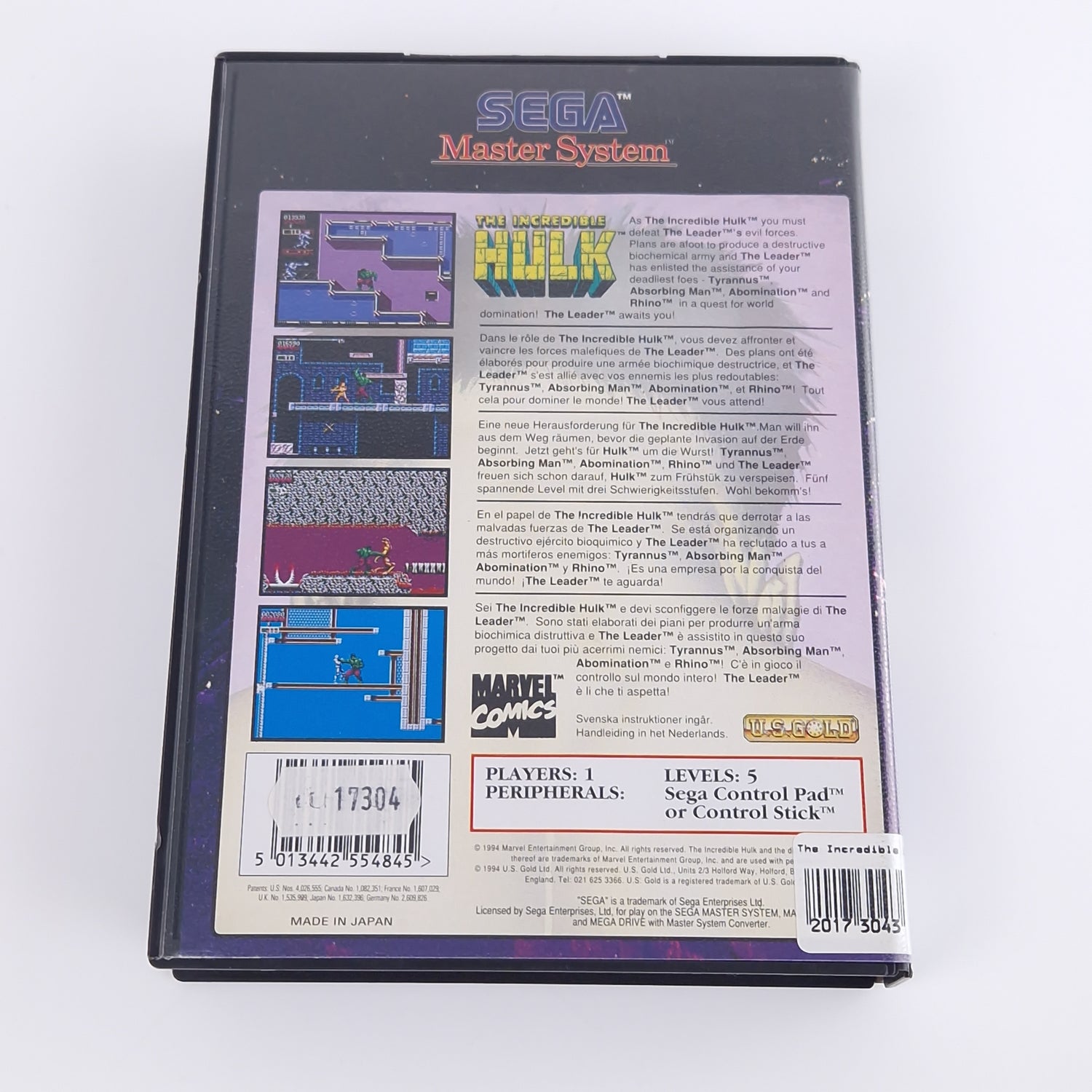 Sega Master System Spiel : The Incredible Hulk - OVP Anl Modul PAL MS Cartridge