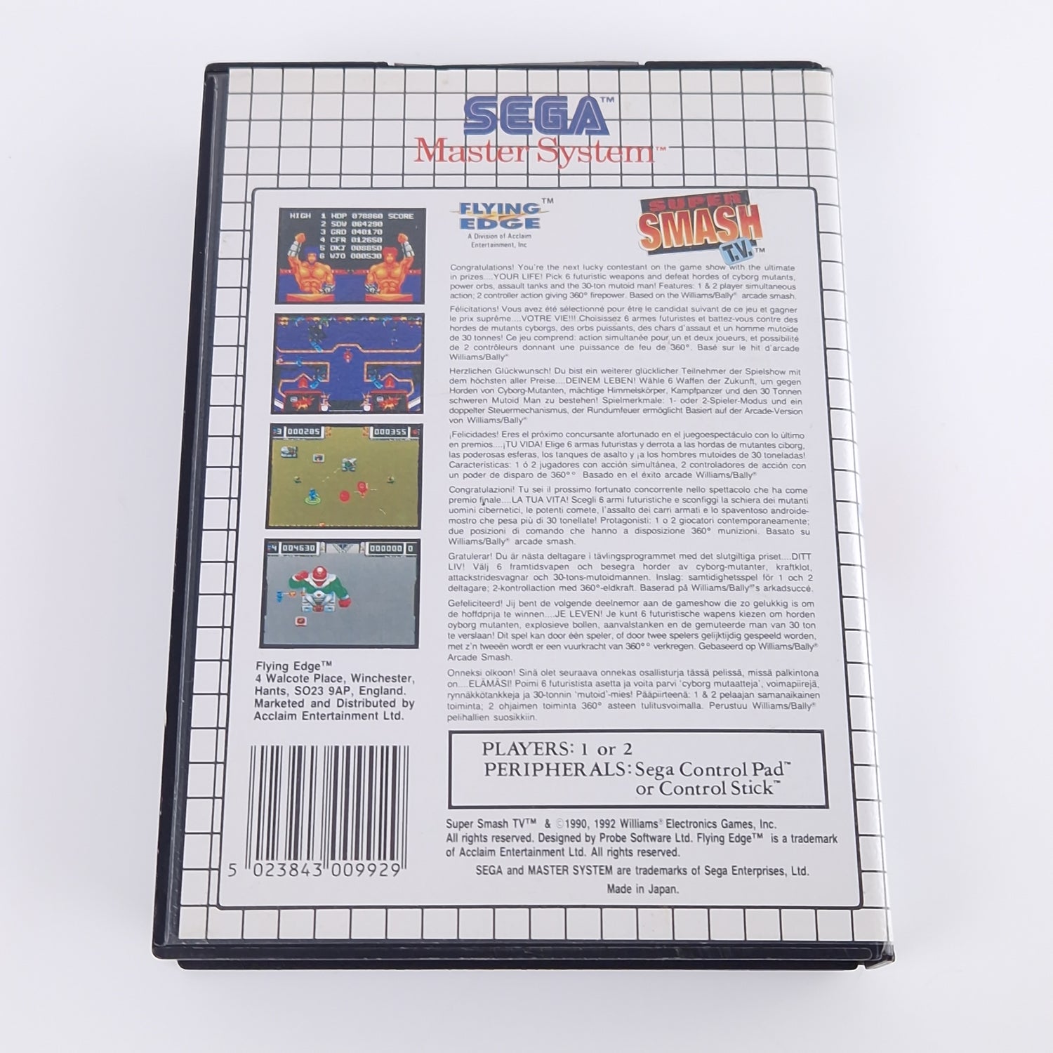 Sega Master System Spiel : Super Smash TV - Modul Anleitung OVP - MS PAL