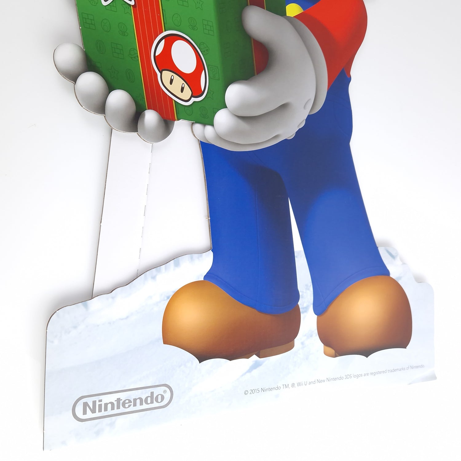 Nintendo Wii U / 3DS Papp Aufsteller : Mario mit Geschenk - Promo Store Sign