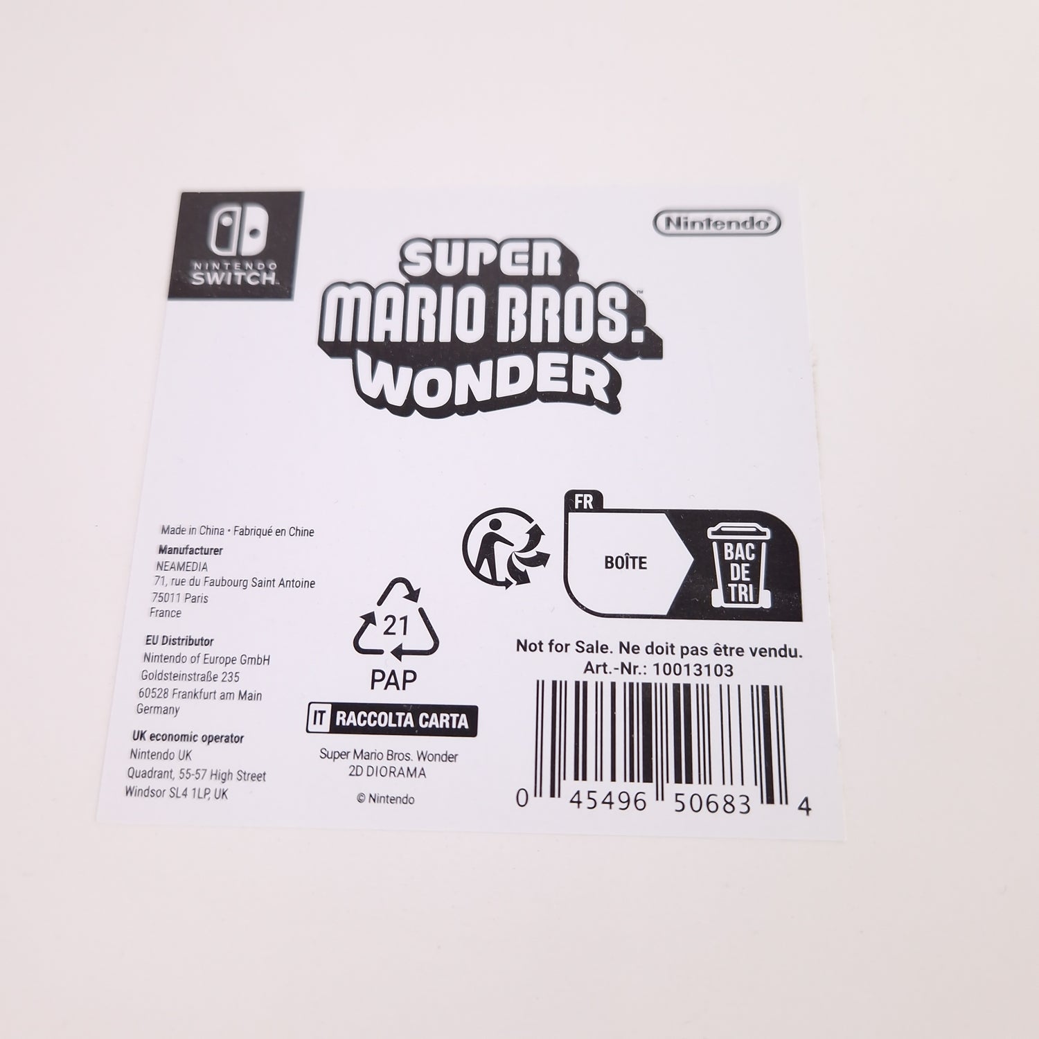 Nintendo Switch : Super Mario Bros Wonder Presse Set / Press Kit