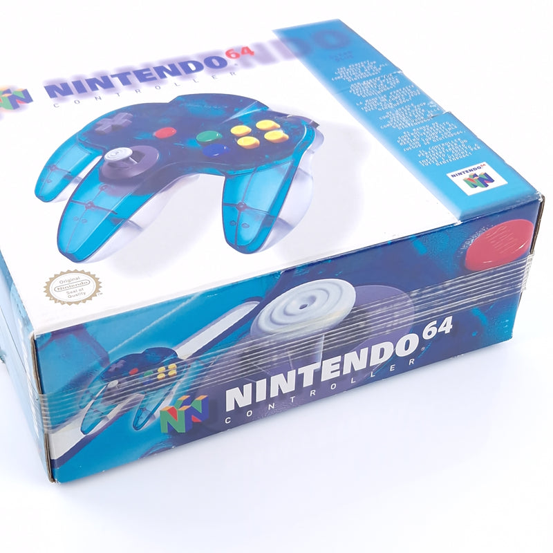 Nintendo 64 Zubehör : Original N64 Controller Clear Blue - OVP PAL Transparent