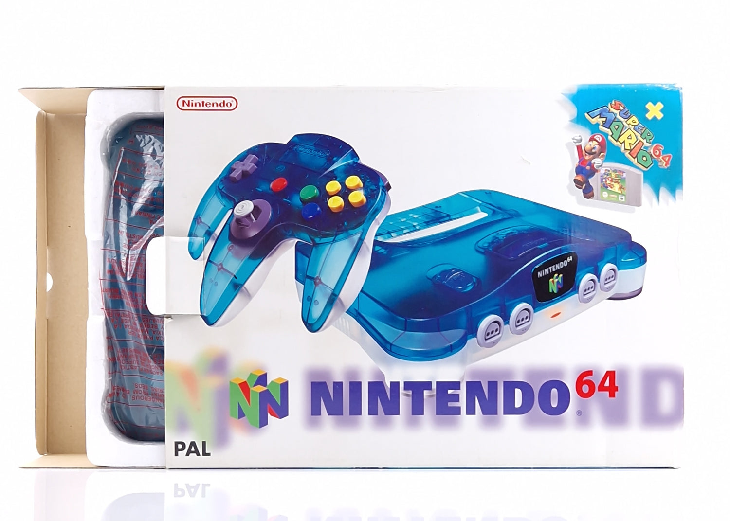 Nintendo 64 Konsole + Super Mario 64 Bundle Pak - N64 OVP PAL Console Clear Blue