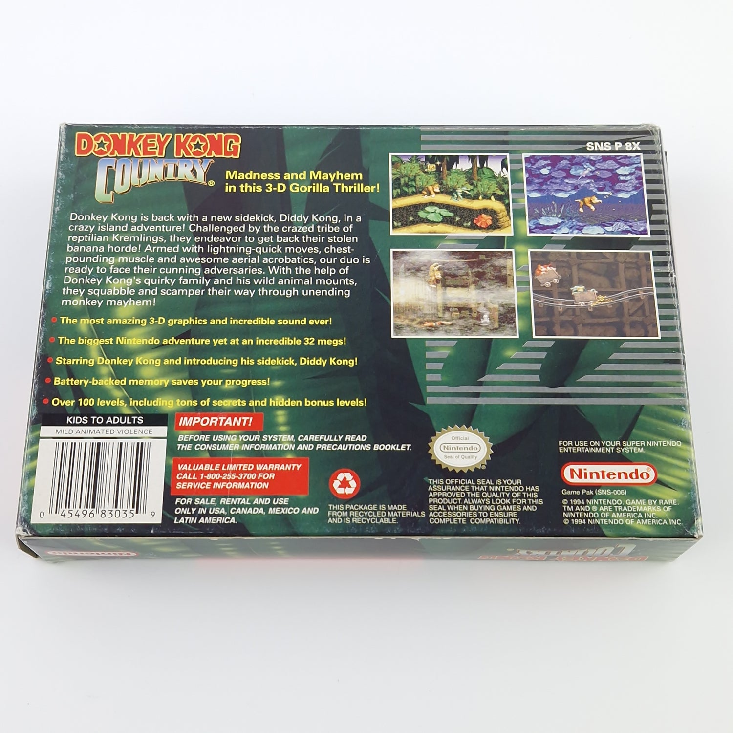 Super Nintendo Spiel : Donkey Kong Country 1 - NTSC-U/C USA Version SNES OVP