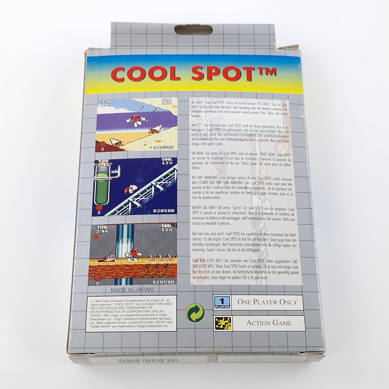 Sega Game Gear Spiel : Cool Spot - Modul Anleitung OVP Box PAL