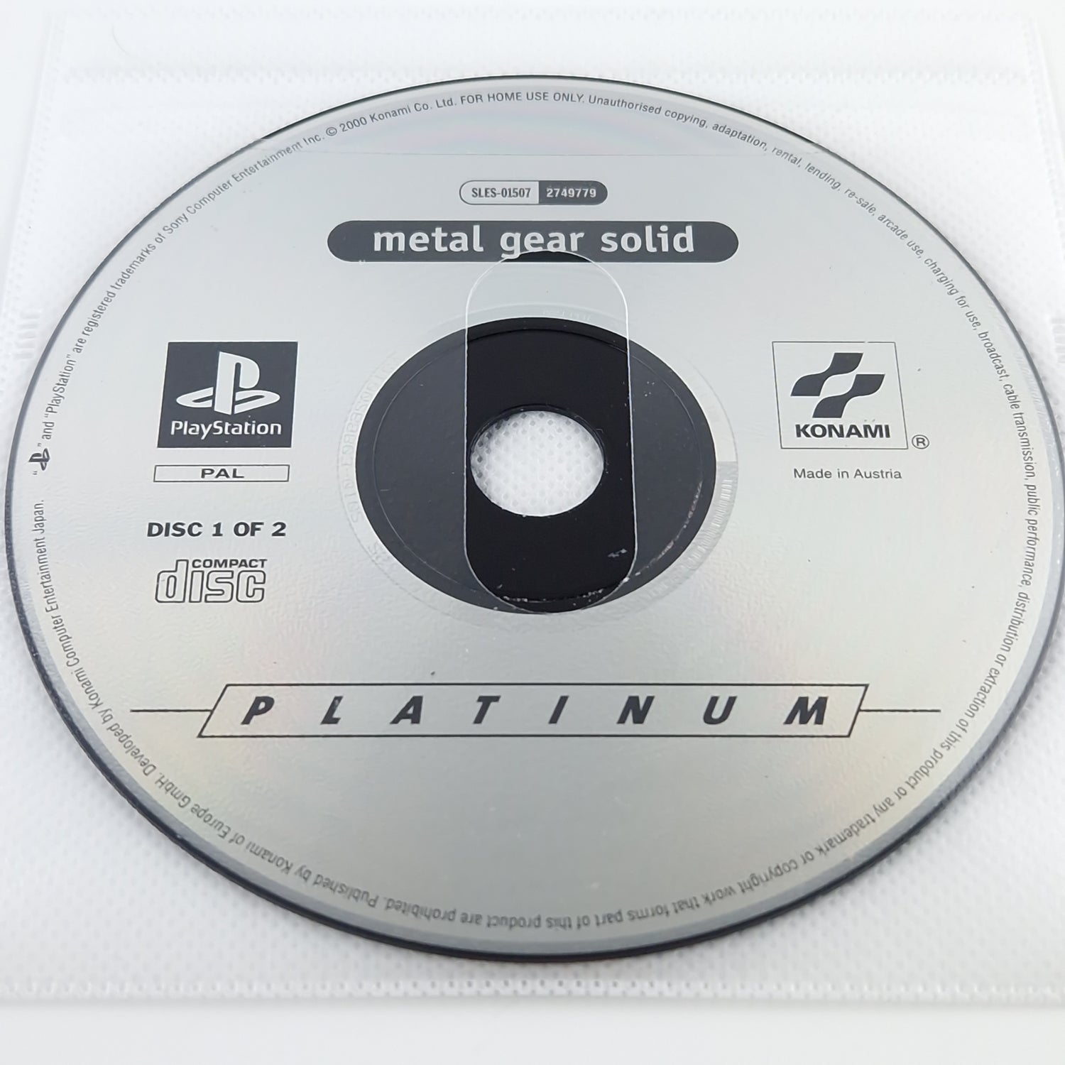 Playstation 1 Spiel : Metal Gear Solid - Sony PS1 CD1 + 2 Platinum ohne OVP