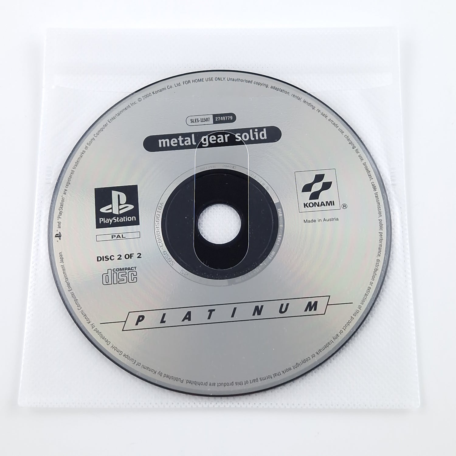 Playstation 1 Spiel : Metal Gear Solid - Sony PS1 CD1 + 2 Platinum ohne OVP